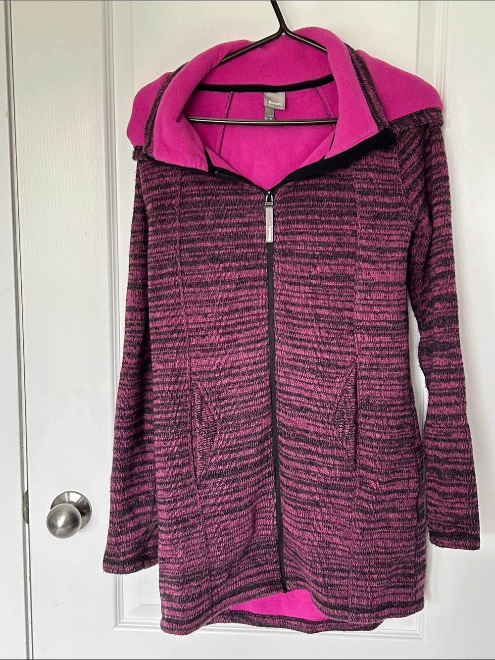 Bench Hot Pink Knita and Fleece Jacket with Black Trim